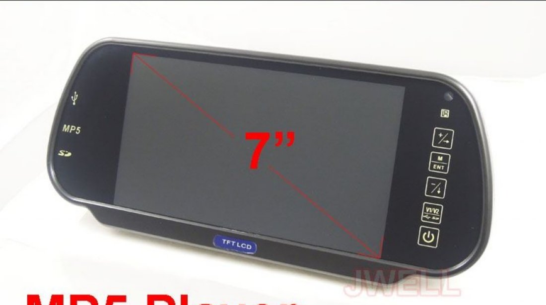 OGLINDA RETROVIZOARE MONITOR TFT LCD 7 PLAYER USB SD 2 INTRARI VIDEO 399 LEI