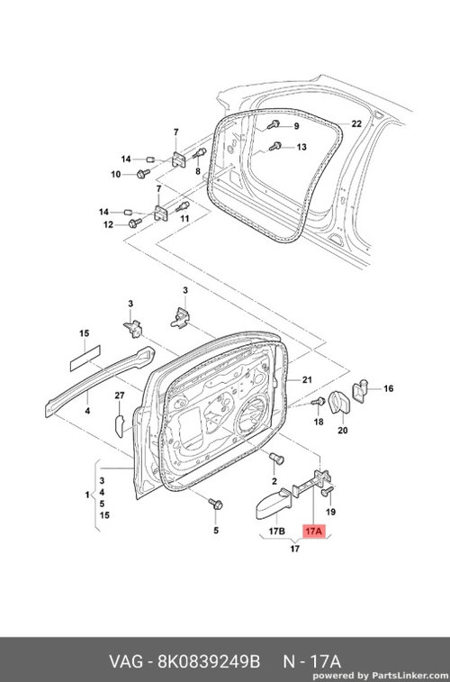 Opritor usa dreapta spate audi A4 B8 2.0 TDI CAG 103 KW OEM 8K0839249B