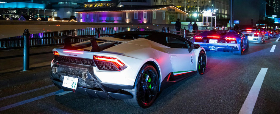 Orasul in care peste 200 de masini marca Lamborghini au iesit pe strazi. Imagini incredibile din trafic