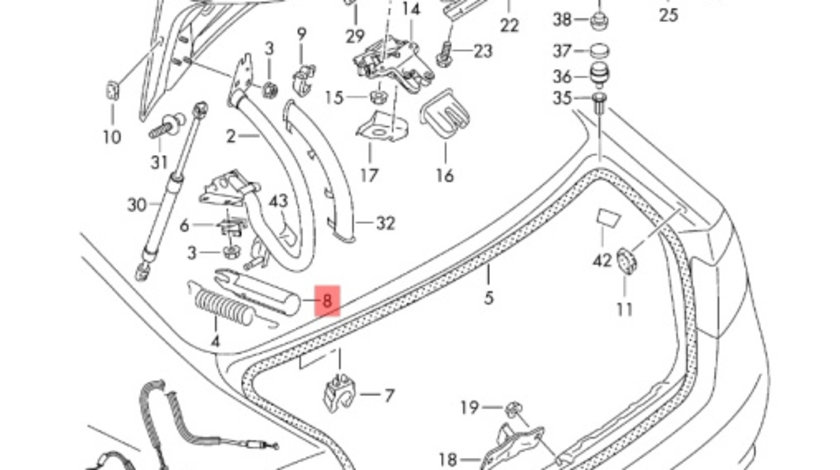 Ornament arc balama capota portbagaj Audi A4 B8 2.7 TDI CGK OEM 8T0827339D