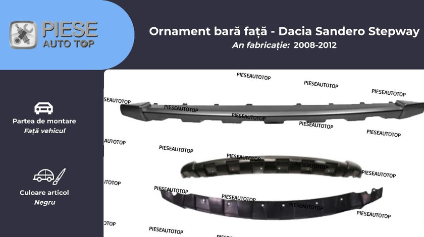 Ornament bara fata negru Dacia Sandero Stepway 2008-2012 NOU 620723692R