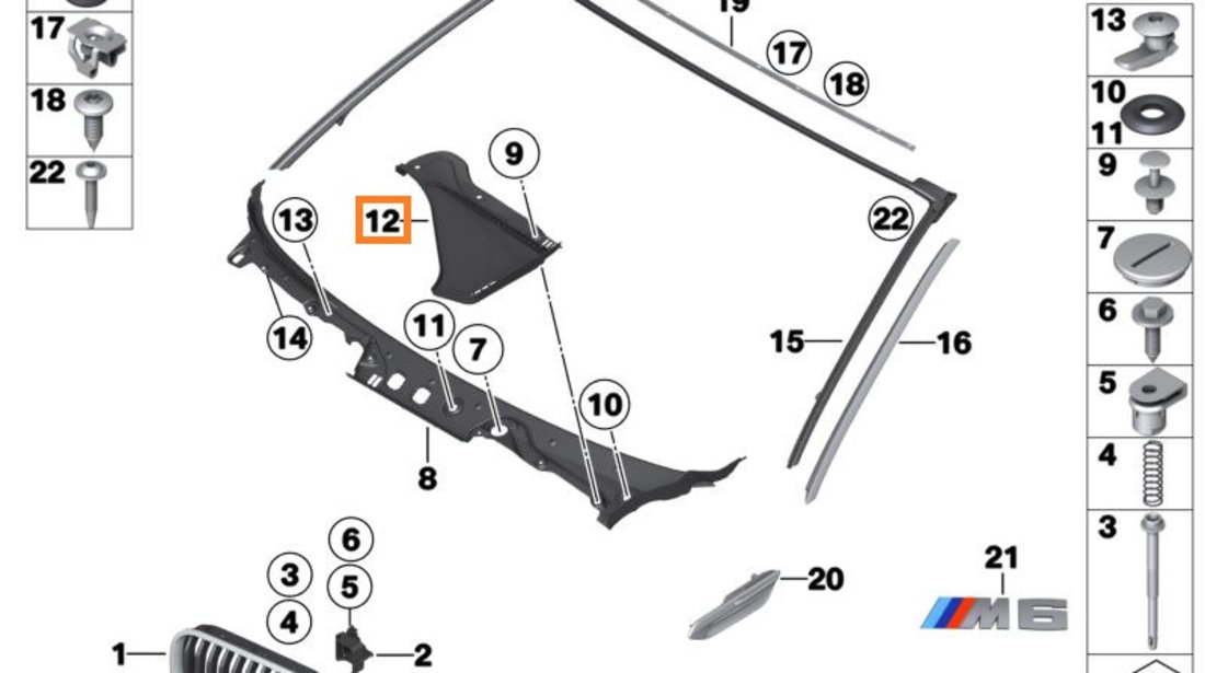 Ornament Capac Grila Sub Parbriz Oe Bmw Seria 5 F11 2009-2016 51717216977