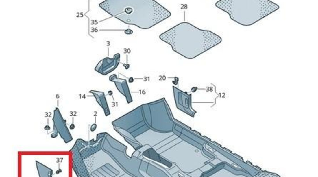 Ornament capac prag interior capota Volkswagen POLO (2009->)[6R] 6r1863483a82v