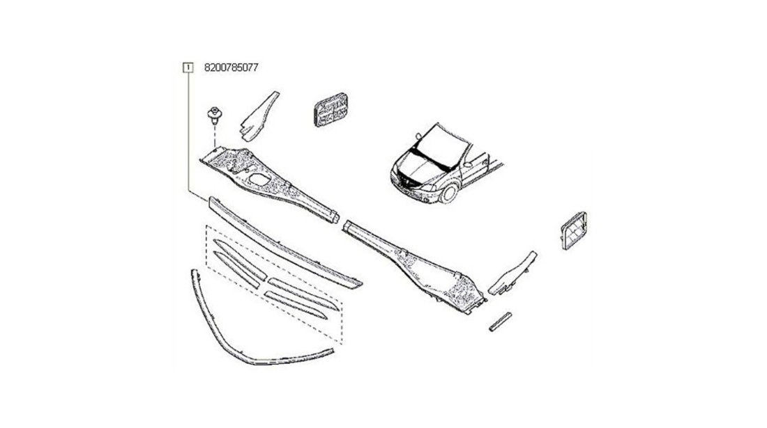 Ornament cromat grila calandru Dacia Logan 2008-2012 NOU 8200785077