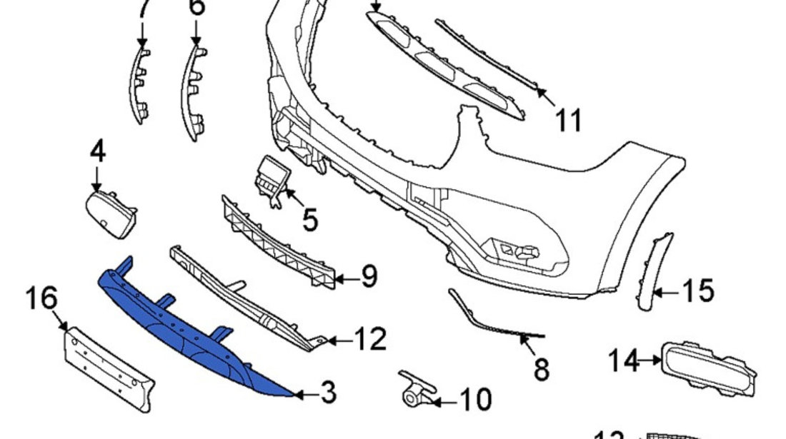 Ornament cromat inferior bara fata Mercedes GLE X167 / W167