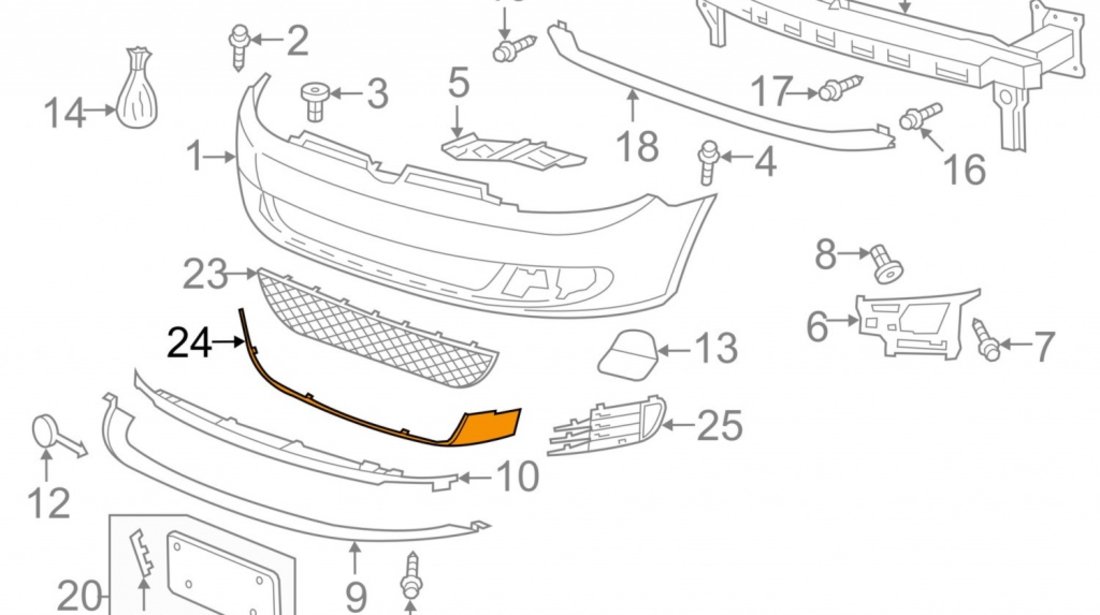 Ornament Grila Bara Fata Am Volkswagen Golf 6 2008-2013 GTI 5K0853655GA7U