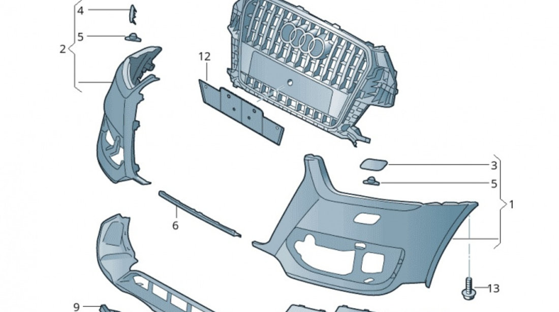 Ornament Grila Bara Fata Dreapta Superior Oe Audi Q3 8U 2012-2017 8U0807380B9B9