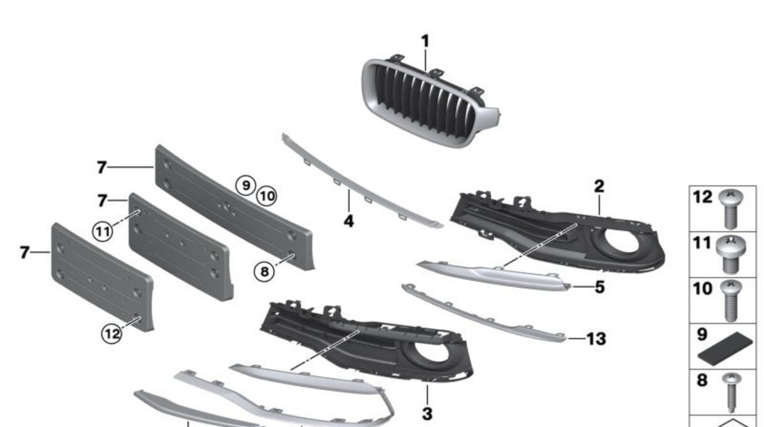 Ornament Grila Bara Fata Stanga Oe Bmw Seria 3 F31 2015-2017 LCI Sport 51117396835