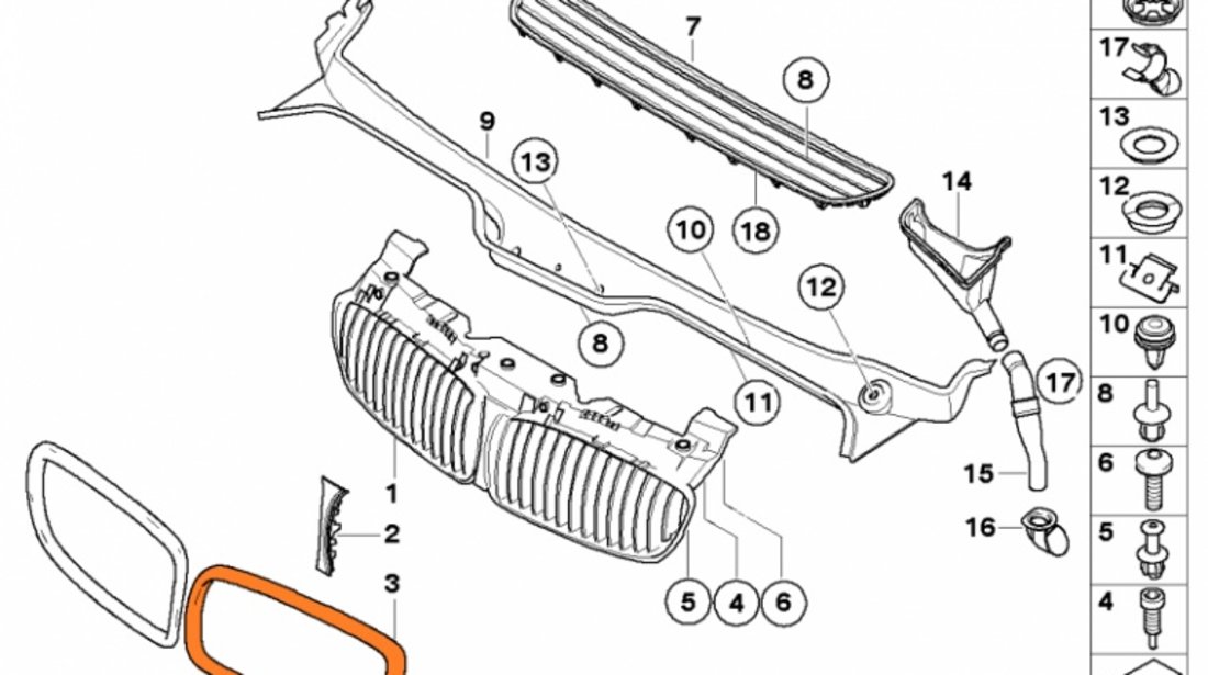 Ornament Grila Radiator Stanga Am Bmw Seria 7 E65/E66/E67 2005-2009 51137145739