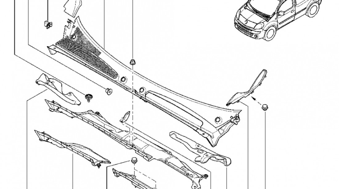 Ornament Grila Sub Parbriz Dreapta Oe Renault Kangoo 2 2008→ 8200439448