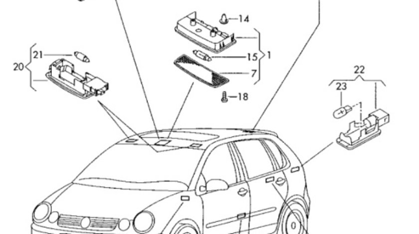 Ornament lampa panou usa Volkswagen Polo 9N 2001 VOLKSWAGEN POLO (9N_) [ 2001 - 2012 ] OEM 6Q0947419