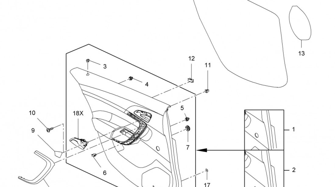 Ornament Maner Interior Usa Spate Dreapta Oe Opel Insignia A 2008-2017 13277649