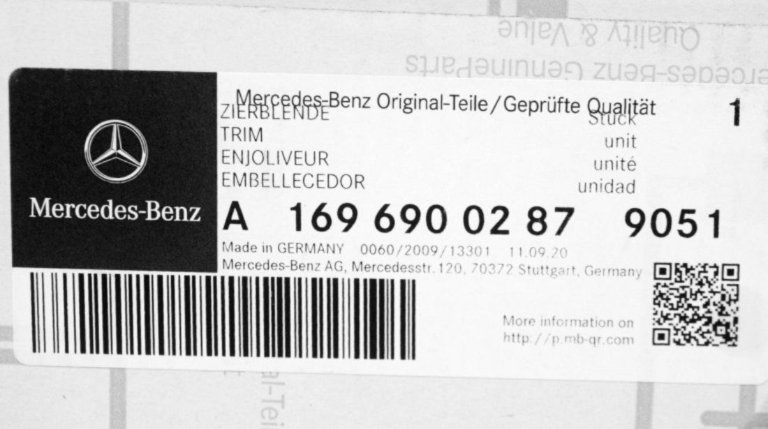 Ornament Oglinda Dreapta Oe Mercedes-Benz A-Class W169 2004-2012 A16969002879051