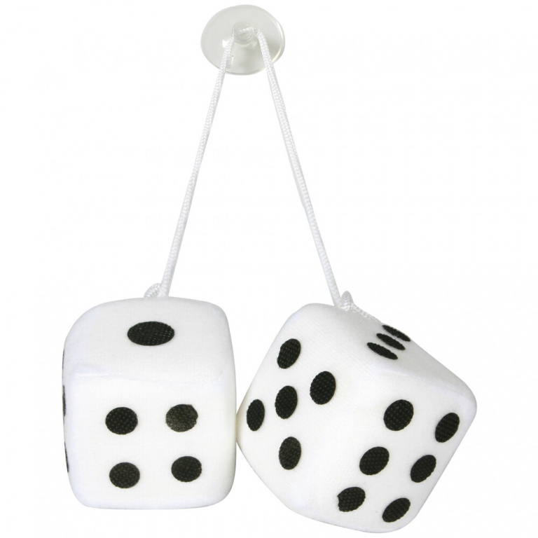 Ornament Parbriz Zaruri Lampa Lucky Vegas Fuzzy Dices White LAM37652