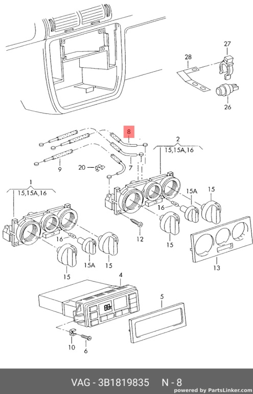Ornament plansa de bord Volkswagen Passat B5.5 berlina 4motion 2003 OEM 3B1819835