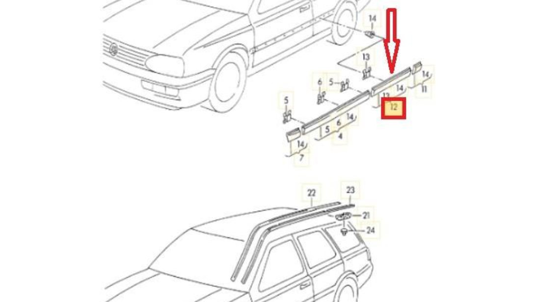 Ornament portiera spate Volkswagen Golf 3 (1991-1998)[1H1] 1h4853754c