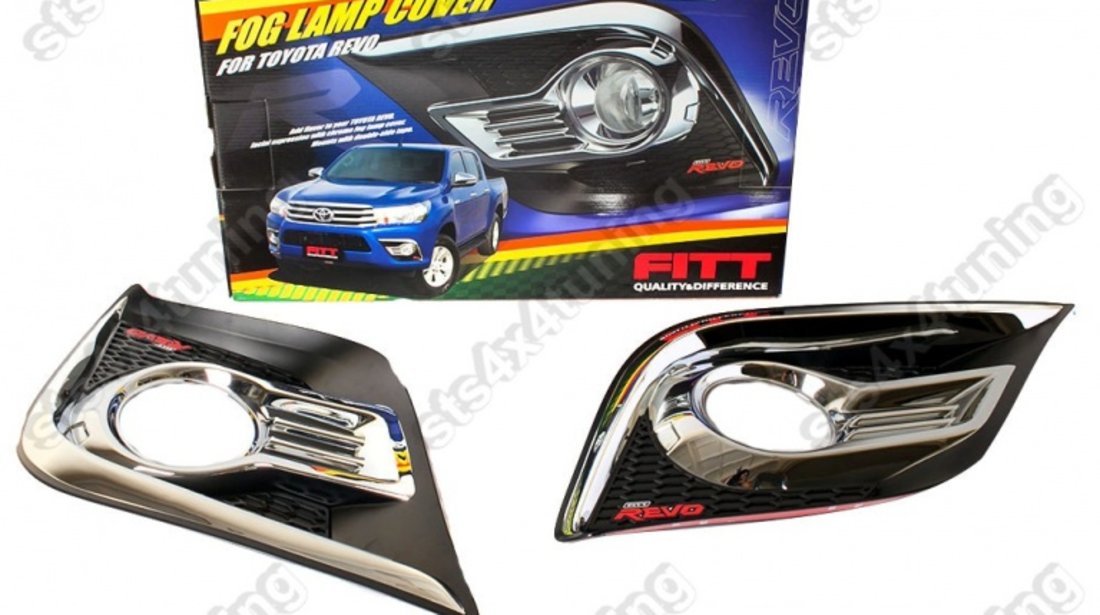 ORNAMENT PROIECTOARE TOYOTA HILUX REVO 2016-2017 [V4] NEGRE+CROM