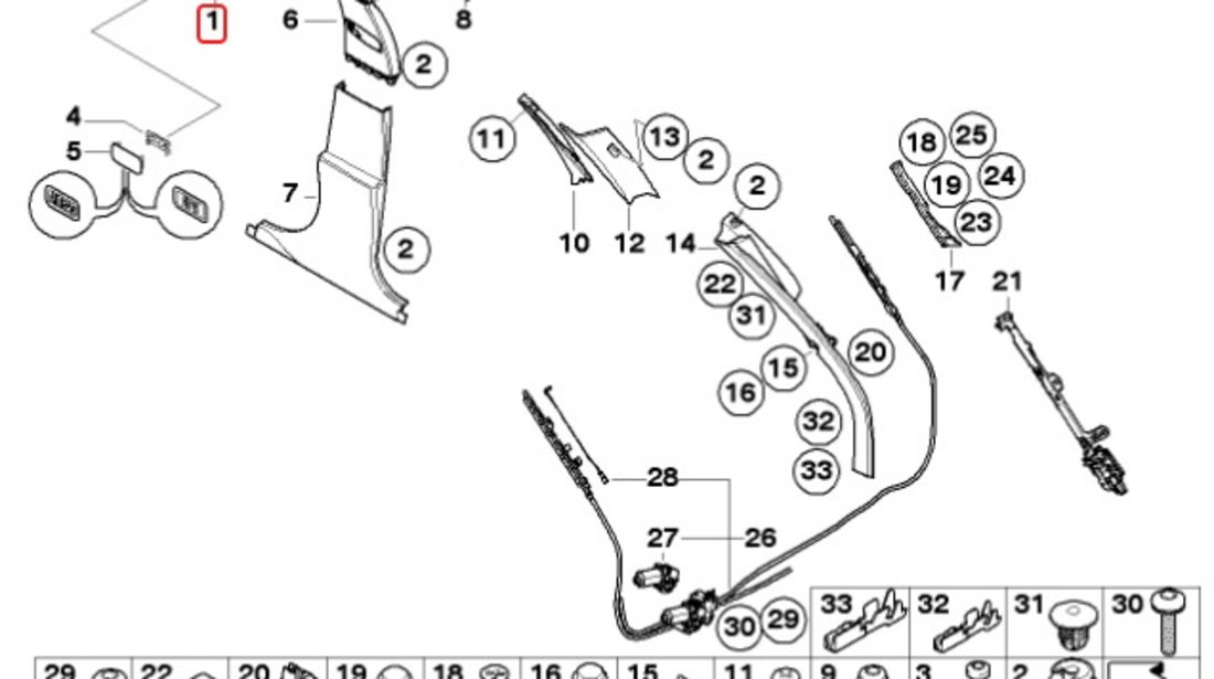 Ornament Stalp Parbriz Stanga Oe Bmw Seria 5 E61 2003-2010 51437066515