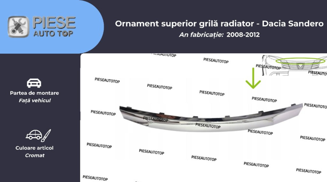 Ornament superior cromat grila radiator Dacia Sandero 2008-2012 NOU 8200763573
