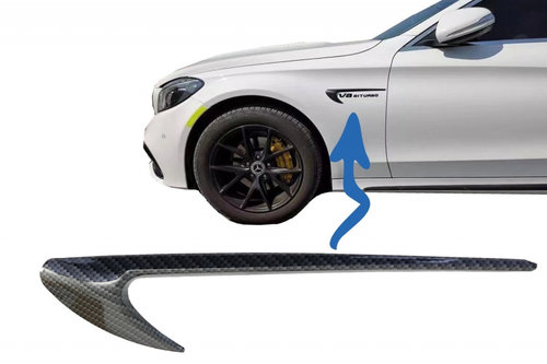 Ornamente Aripi Compatibil Cu Mercedes-Benz C-Class W205 S205 2014→ Carbon Look WOMBCF
