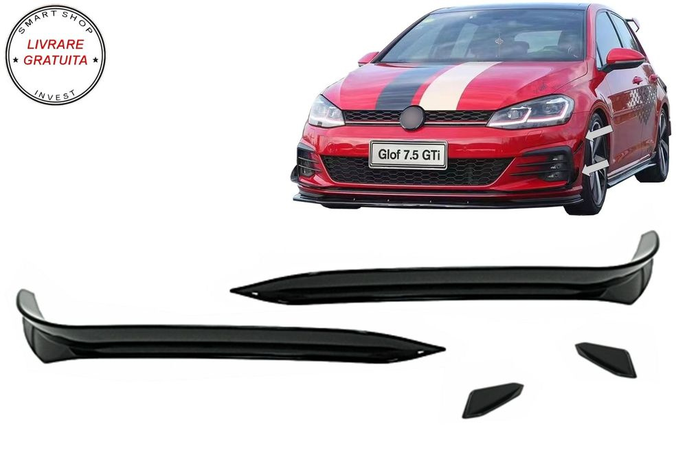 Ornamente bara fata flapsuri VW Golf 7.5 GTI 5G Hatchback (2017-2020) Negru Lucios- livrare gratuita