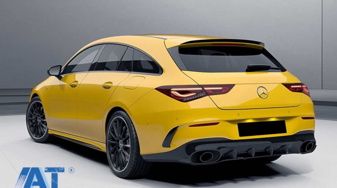 Ornamente Bara Spate Flapsuri compatibil cu Mercedes CLA Shooting Brake X118 CLA Coupe C118 (2019-up) Negru Lucios 45S Design