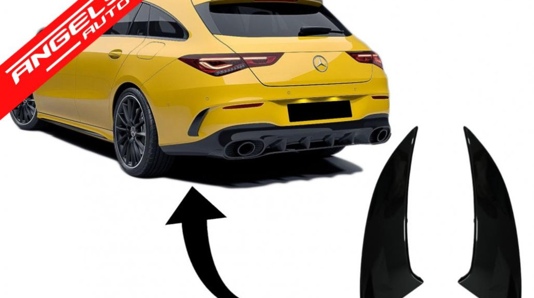 Ornamente Bara Spate Flapsuri Mercedes CLA (2019-up) Negru Lucios