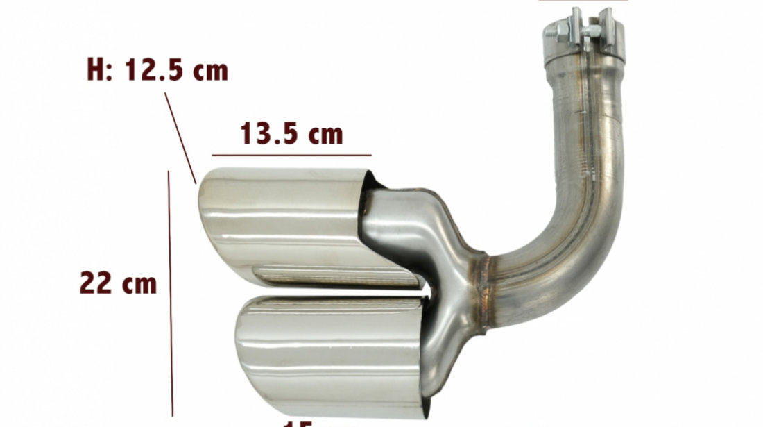 Ornamente Evacuare compatibil cu Porsche Cayenne 9Y0 SUV 3.0 (2018-up) Crom TY-D058