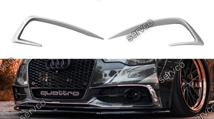 Ornamente grile proiectoare bara fata Audi A6 C7 4G S-Line 2011-2014 v1 - Maxton Design