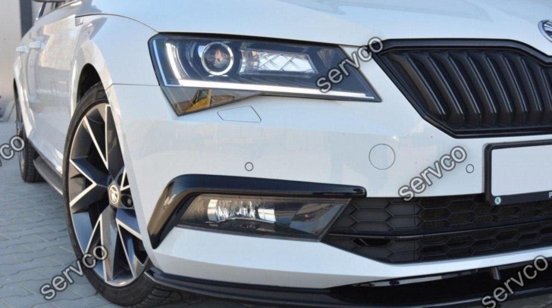 Ornamente grile proiectoare bara fata Skoda Superb Mk3 2015- v7 - Maxton Design