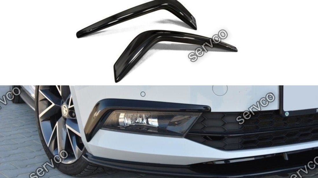 Ornamente grile proiectoare bara fata Skoda Superb Mk3 2015- v7 - Maxton Design