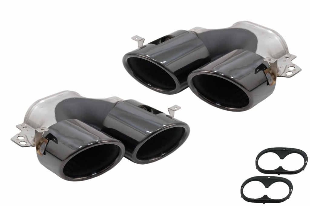 Ornamente pentru sistemul de evacuare compatibil cu Mercedes A-Class W177 CLA II X118 C118 GLA SUV H247 GLB SUV X247 35 AMG / 45 AMG (2018-) 45S Design Negru TY-W177-A45B