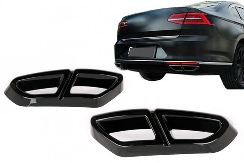 Ornamente tobe sistem de evacuare compatibil cu VW Passat B8 3G (2015-2019) Negru Lucios MTVWPAB8