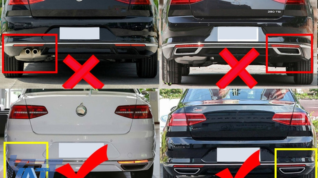 Ornamente tobe sistem de evacuare compatibil cu VW Passat B8 3G (2015-2019) Negru Lucios