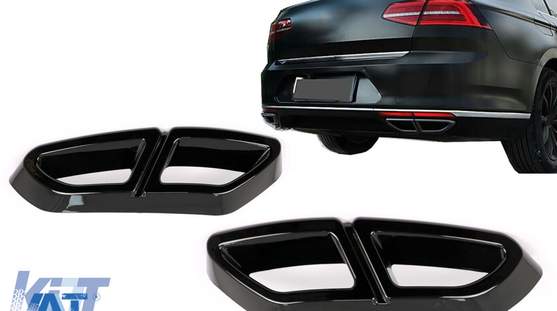 Ornamente tobe sistem de evacuare compatibil cu VW Passat B8 3G (2015-2019) Negru Lucios