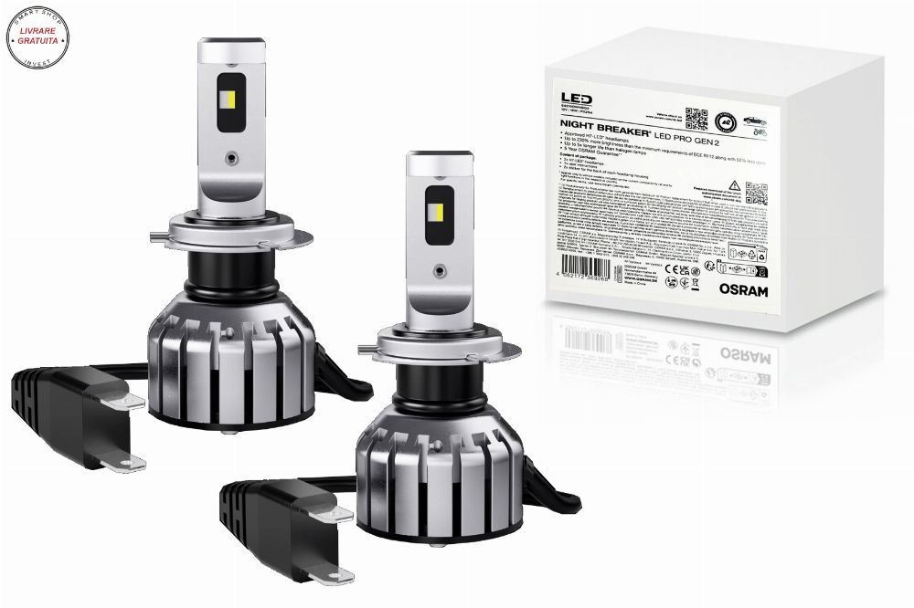 OSRAM NIGHT BREAKER H7 LED PRO GEN2 64210DWNBG2 Set 2 Becuri Auto Moto Omologare R