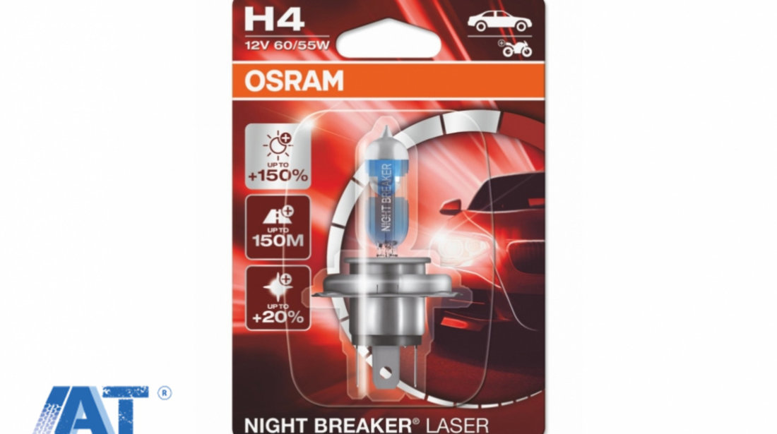 OSRAM Night Breaker Laser H4 64193NL-01BF 12V 60/55W 1 Bec Blister Auto Halogen +150%