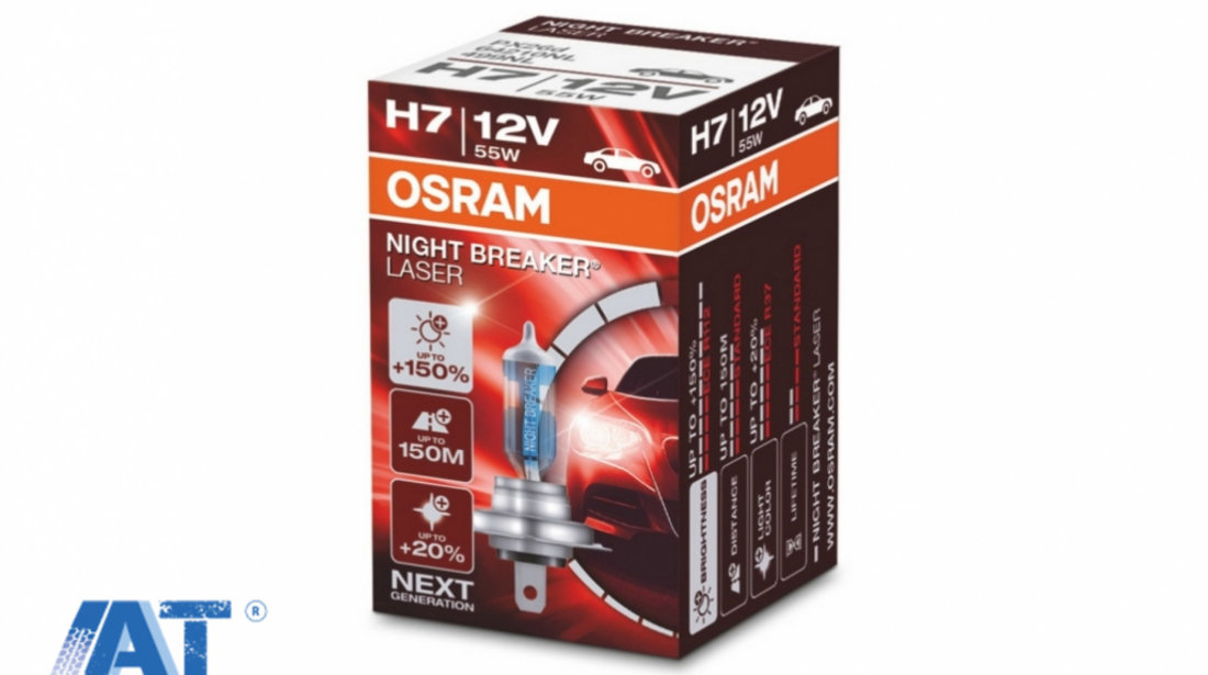 OSRAM NIGHT BREAKER LASER H7 Bec Auto Halogen +150% 64210NBL H7 12V 55W (1 Bec)