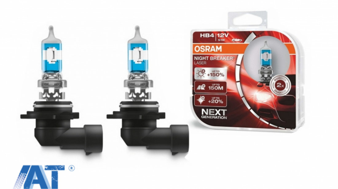 Osram Night Breaker Laser Halogen Set 2 Becuri Auto +110% 9006NL-HCB HB4 12V 51W (2 becuri)