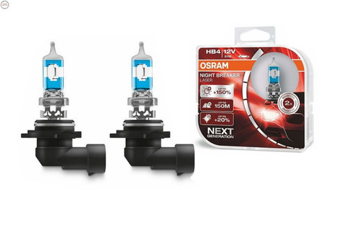 Osram Night Breaker Laser Halogen Set 2 Becuri Auto +110% 9006NL-HCB HB4 12V 51W (