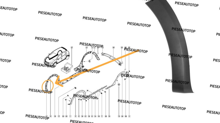 Overfender Ornament Bandou dreapta bara fata Dacia Sandero 2 Stepway 2017-2020 NOU 960169489R