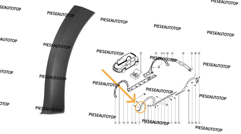 Overfender Ornament Bandou stanga bara fata Dacia Sandero 2 Stepway 2017-2020 NOU 960172847R OE