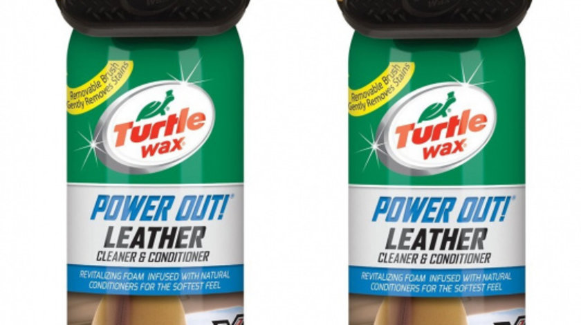 Pachet 2 Buc Turtle Wax Spray Curatat Piele Cu Perie Power Out Leather 400ML TW FG52739