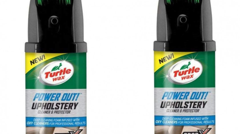 Pachet 2 Buc Turtle Wax Spray Curatat Tapiterie Cu Perie Power Out Upholstery 400ML TW FG52736