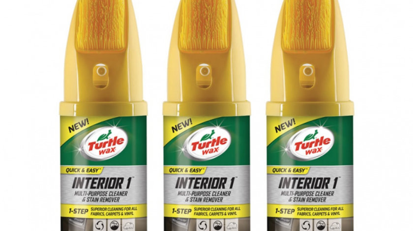 Pachet 3 Buc Turtle Wax Spray Curatat Interior Cu Perie Interior 1 400ML FG52799