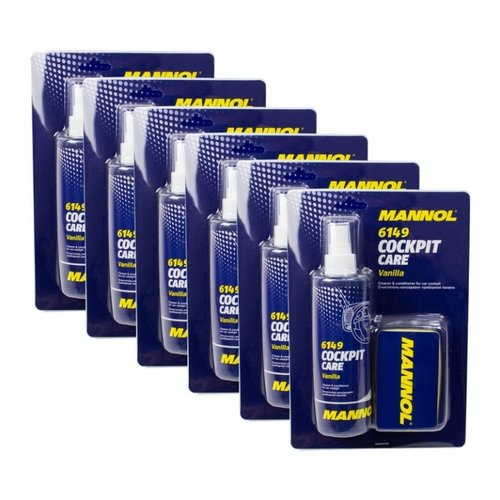 Pachet 6 Buc Mannol Spray Silicon Vanilla + Burete 250ML 6149