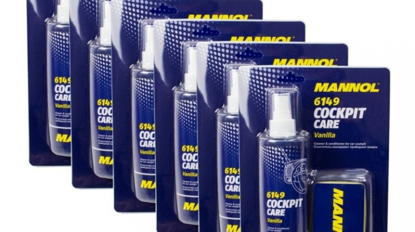 Pachet 6 Buc Mannol Spray Silicon Vanilla + Burete 250ML 6149