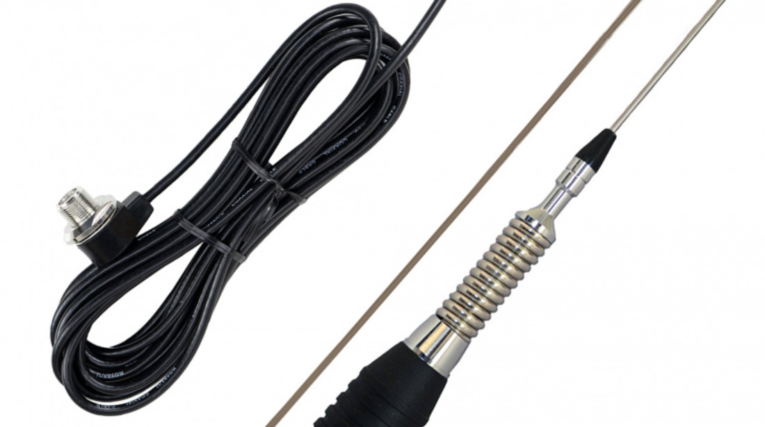 Pachet antena CB PNI ML160, 145 cm si cablu de legatura PNI T601 cu lungimea de 4 metri pentru montaj pe suport fix PNI-ML160-T601