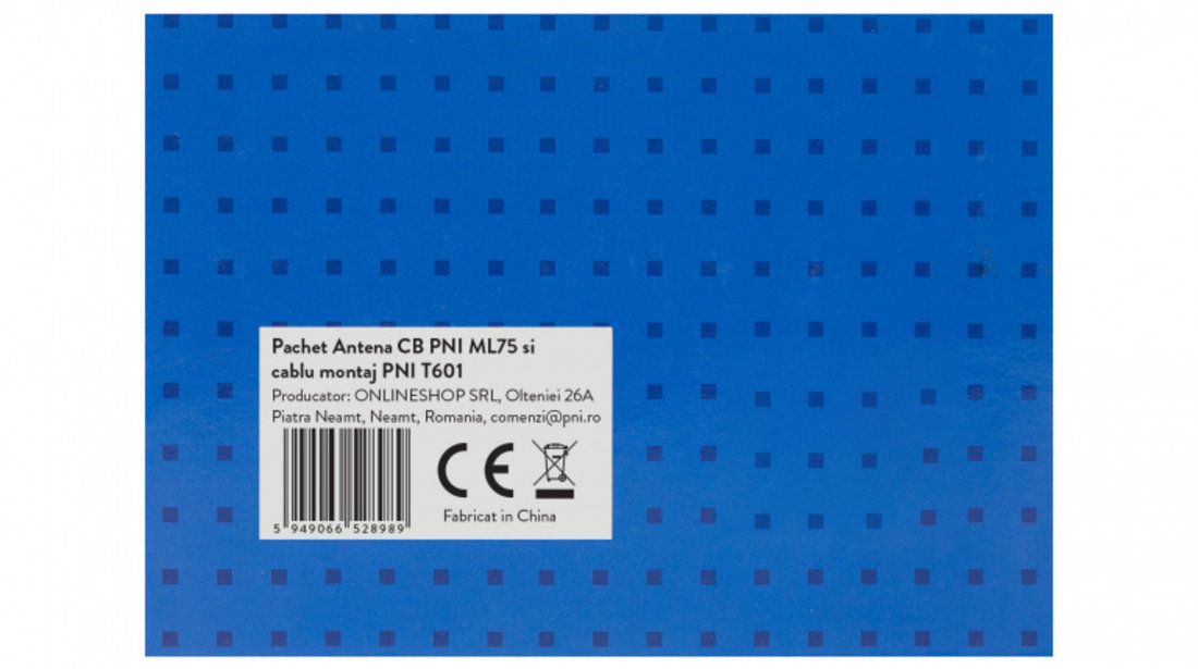 Pachet Antena CB PNI ML75 si cablu montaj PNI T601, lungime 75cm, 26-28MHz, 300W, rabatabila, PNI-ML75-T601