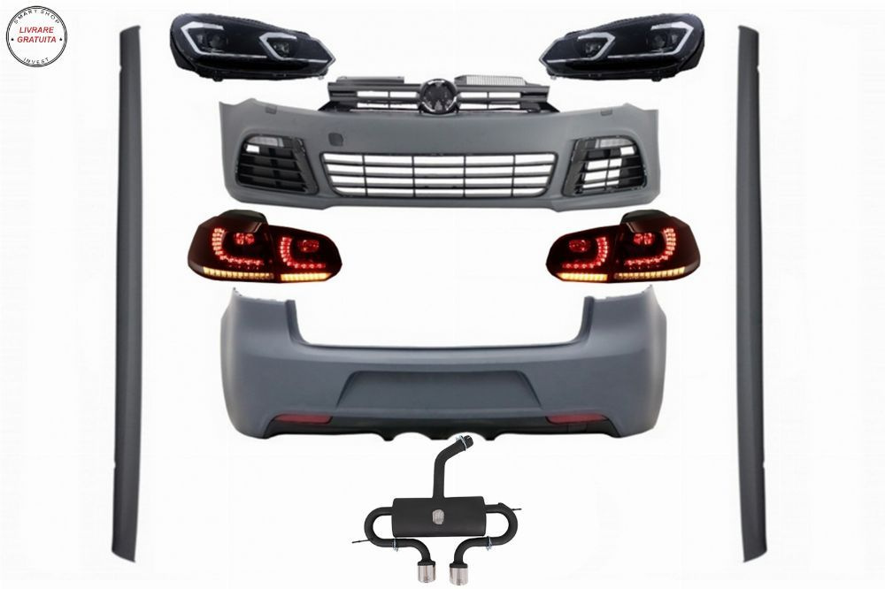 Pachet Complet Exterior VW Golf VI 6 MK6 (2008-2013) R20 Look cu Faruri LED si Sto- livrare gratuita